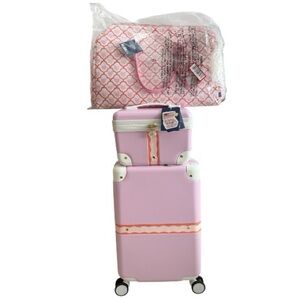 🩷 Roller Rabbit x Target Luggage Soft Pink Carry On, Geo Hearts Duffle + Vanity